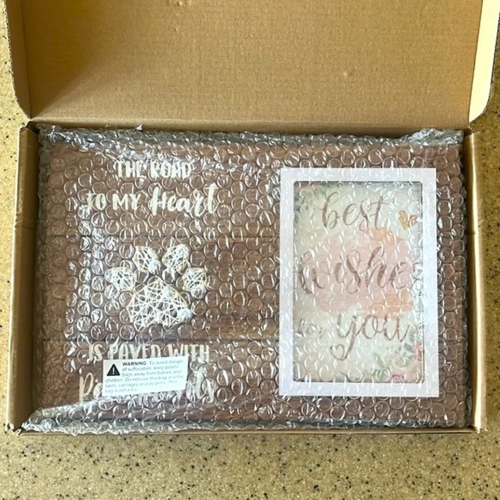 Brand New Dog Cat Pet String Art Heart Picture Frame Rustic Wood Memorial Gift